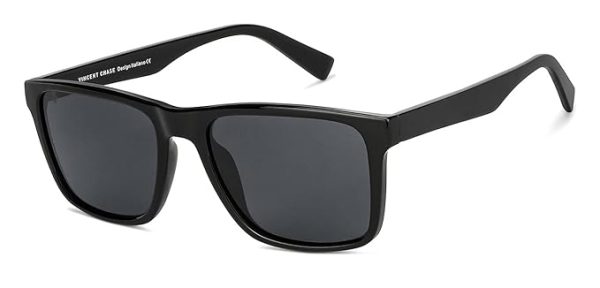 Full Rim Square Sunglasses | Polarized And 100% UV Protected|Men & Women-Frame Black / Lens Grey