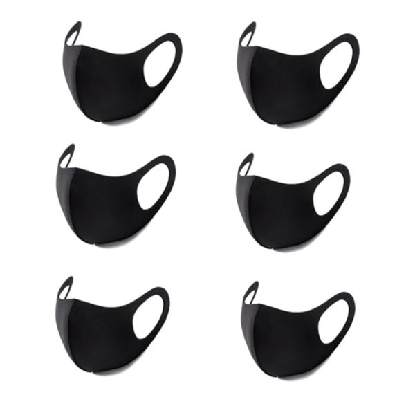 Black Scuba Cotton Mask for Men Women, Breathable Washable& Reusable (Pack of 6)