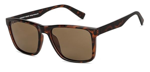 Full Rim Square Sunglasses | Polarized And 100% UV Protected|Men & Women-Frame Tortoise / Lens Brown