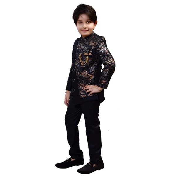 Zolario Clothing Set, Indo Western Dress for Kids Boys, Jacket and Pant Set-Blue